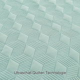 Sprei, beddensprei, 220 x 240 cm, mintgroen, microvezel sprei, quilt sprei, lichte deken, quilt ultrasoon genaaid, met 2 kussenslopen, diamantpatroon.