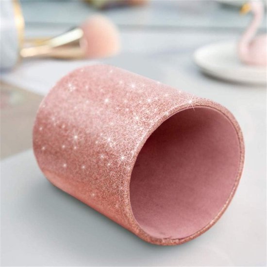 Kinderpotloodhouder, bureaupenhouder, make-upborstelhouder, PU grote vierkante transparante pennenhouder, potloodcontainer-organizer voor kinderen, kantooraccessoires, wastafel, roze