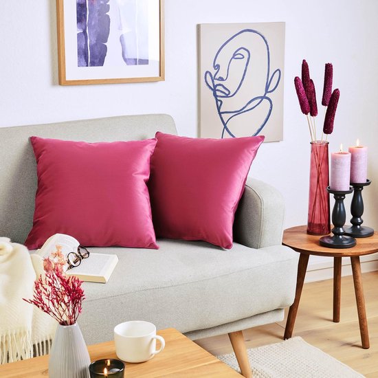 Set van 2 kussenslopen, 40 x 40 cm, roze, decoratieve fluwelen kussenhoes met verborgen ritssluiting, kussenhoes voor sierkussens, decoratieve kussens, kussens, bankkussens en bankkussens,