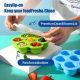 Siliconen babyvoedingcontainers 4-pack 7 compartimenten x 40 ml met 2 siliconenlepels voor eenvoudige zelfgemaakte voedselopslag BPA-vrij groen + blauw