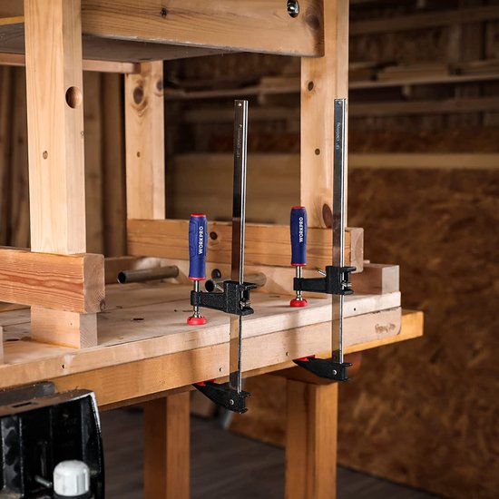 Schroefklemme set 4 stuks steeksleutels, spanwijdte 150 mm/300 mm, spankracht 272 kg, uitlading 80 mm, staal en nylon voor houtbewerking draaien vastzetten van houten werkstukken