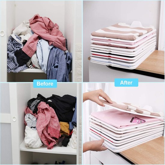 T-shirt-organizer, anti-rimpel T-shirt-organizer stapelbaar, robuuste kledingkast overhemd-organizer, anti-vocht, normale maat (10-pack)
