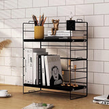 Make-up organisator Tafelplank Zwart Kruidenrek Houten tafelorganizer Bureauopslagsysteem Bureauorganizer Multifunctionele boekenplank Modern ontwerp voor school Thuiskantoor
