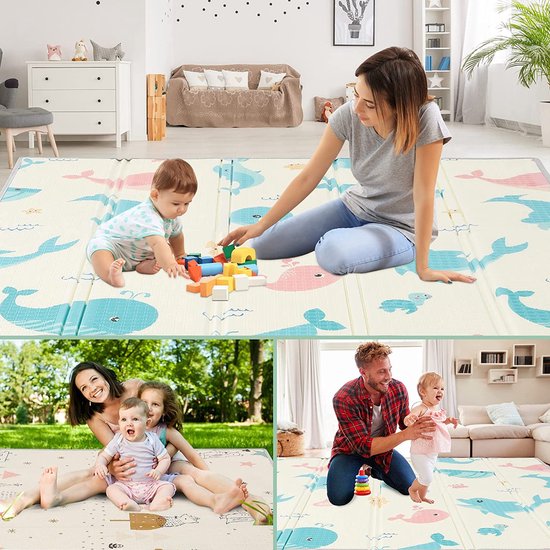 Baby Kruipmat, baby mat, kruipmat, opvouwbaar, speelmat voor baby's, vrij van schadelijke stoffen, dubbelzijdig speelbaar, waterdicht, BPA-vrij, 120 x 120 x 1 cm