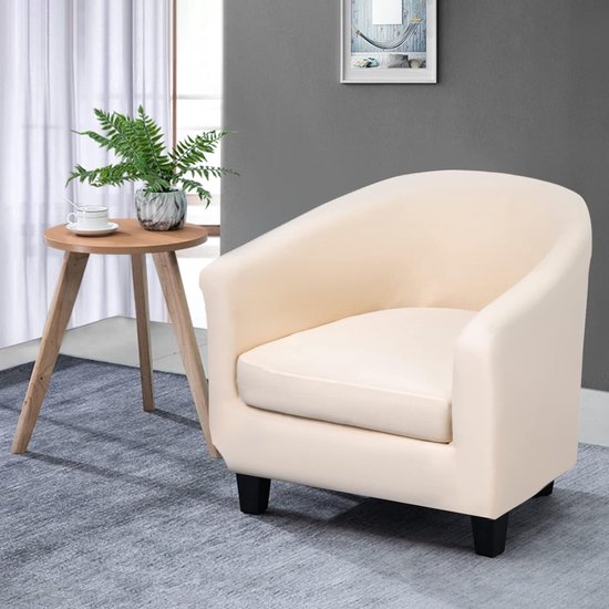 Fauteuilhoezen clubstoel stretch fauteuilbeschermer fauteuilhoes kuipstoelhoes bankhoes elastische antislip clubfauteuilhoezen hoes voor loungestoelen, beige