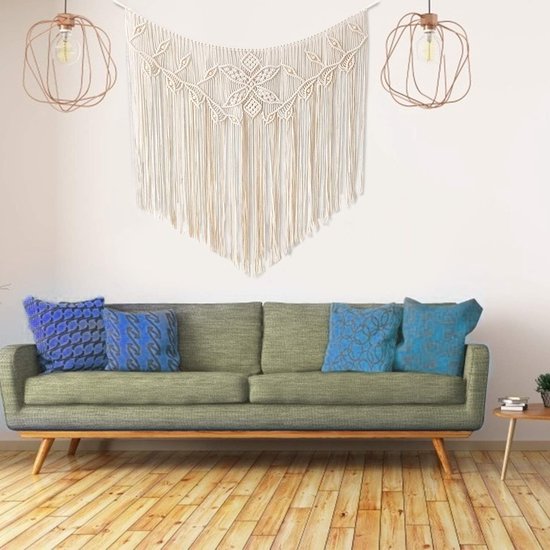 Boho Macrame muur opknoping, Macrame tapijt, geweven tapijt, moderne chique geweven kunst, Boheemse katoen handgemaakte Home Decor, kralen muur kunst voor bruiloft