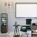 3 stuks glazen vaasjes van smeedijzer, fles reageerbuis voor bloemen, hangende metalen luchtplantenhouder, metalen strijkijzer, creatieve wandophanging, planten, glazen vazen voor