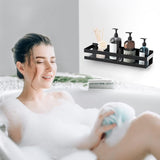 Doucheplank, zwart, douchegelhouder, doucheplank, doucheplank, douchemand, zonder boren, shampoohouder voor douche, zwart, mat, roestvrij staal, 30 cm