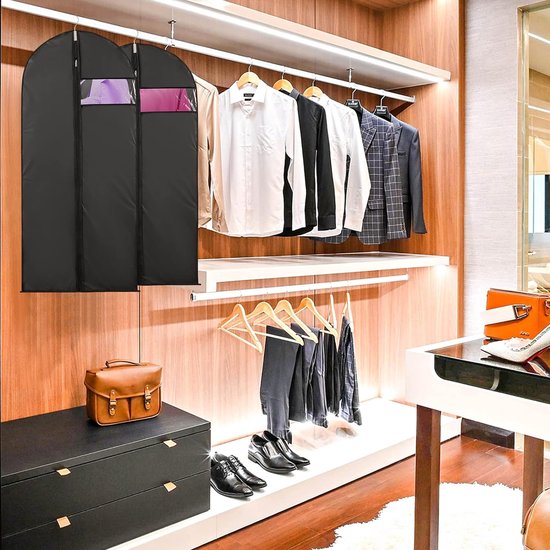 Kledingtas Pak 5 x Rits Kledingtassen Zwart 60 x 100 cm Ademend Waterdichte stof voor pakken Jurken Jassen Jacks Overhemden Avondjurken Paktas Opbergruimte Premium kledinghoes