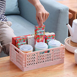 2 stuks opvouwbare opbergmand kunststof opbergkisten voor keuken, slaapkamer, werkkamer (2 stuks roze + 2 stuks grijs, 40 x 30 x 15 cm)