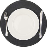 Set van 6 ronde geweven placemats, zwart, katoen, hittebestendig, wasbaar, antislip, voor keuken, feest