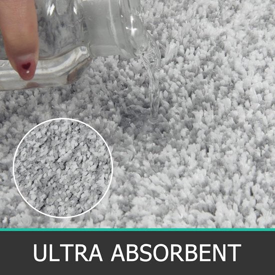 Badkamertapijtset 3-delig Wasbare antislipbadmat Toiletmat Zacht absorberend Badkamertapijt en toiletmat met uitsparing Microvezel douchemat Lichtgrijs