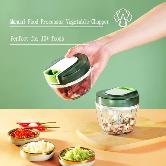 Handmatige keukenmachine Groentensnijder Draagbare knoflookmolen Uiensnijder voor groenten Fruitnoten Duurzaam BPA-vrij Food Grade materiaal 650ml