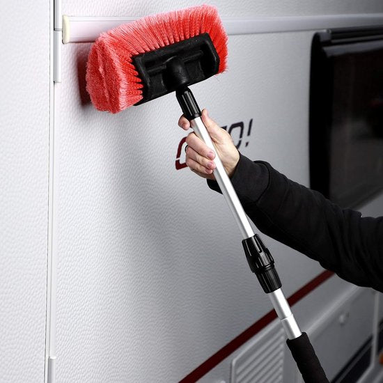 Telescopische wasborstel, autowasborstel voor caravan, auto, vrachtwagen, bus, bestelwagen, camper, telescoopsteel van 105-180 cm uittrekbaar, autowasborstel, reinigingsborstel