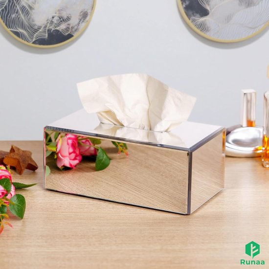 Zakdoekdoos - Elegant spiegelacrylglasontwerp - 23,5 x 13,5 x 9,5 cm - Doos voor cosmetische tissues