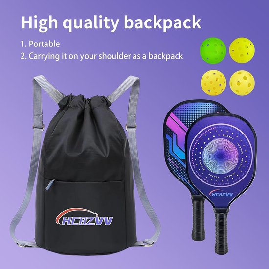 Pickleball Paddles Racket Set, Pickleball Paddle Set met 2 Rackets en 4 Ballen, 1 Draagbare Tas, Ergonomische Comfort Grip, Outdoor en Indoor, Geschikt voor Beginners (2 Stuks)