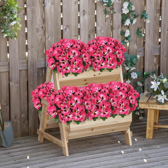 10 bundels kunstbloemen zoals echte balkon kunstbloemen buiten UV-bestendig weerbestendige kunstmatige balkonplanten balkonbloemen voor thuis vensterbank bruiloft decor (roze rood)