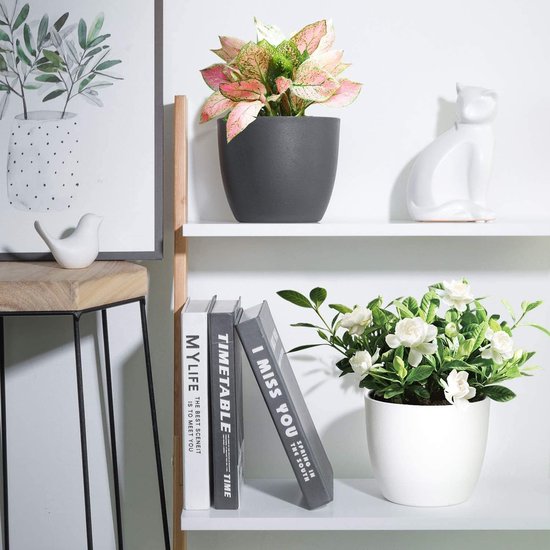 Bloempot, zelfwaterende bloempot, set van 10 stuks, klein, ideaal voor binnen en buiten, bloempot voor orchideeën, basilicum en kruiden, zelfbewaterende pot, zwart