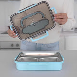 Lunchbox | Bento Box met telefoonhouder & ingebouwde bestekset | magnetronbestendig | vaatwasmachinebestendig | lekvrij 1400 ml | broodtrommel voor volwassenen en jongeren | broodtrommel met