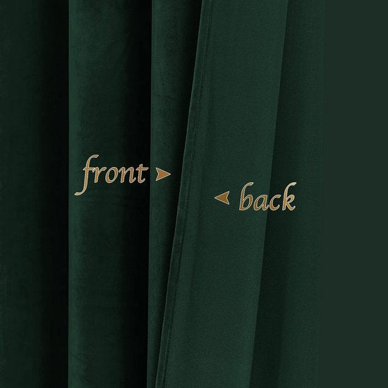 Fluwelen gordijnen, donkergroen, ondoorzichtig, thermogordijn met plooiband, set van 2, woonkamergordijnen, fluweel, verduisteringsgordijn, plooiband, 260 x 132 cm (h x b), gewicht: 300