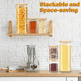 Set van 6 voorraadpotten met deksel, rechthoekig, 1000 ml/280 ml/220 ml, glazen voorraadpotten, kruidenpotjes met houten deksel, opbergpotten voor specerijen, pasta, meel, cornflakes