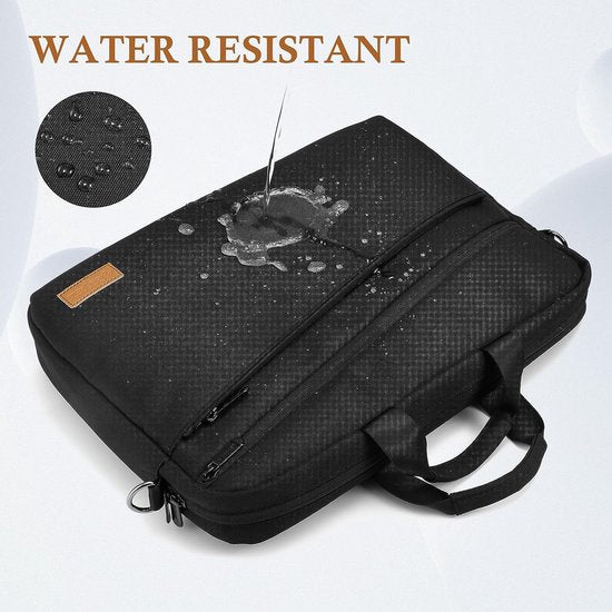 Laptoptas, laptoptas, aktetas, geschikt voor laptops tot 15,6 en 16 inch, uitbreidbare waterdichte schoudertas, draagtas, notebooktas, pc-computertas