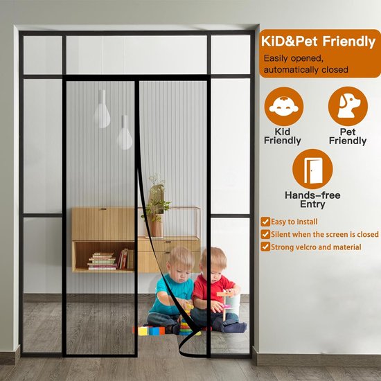 Balkondeur, vliegenhor, 80 x 200 cm, magnetische insectenwerende balkondeur, zonder boren, verdikt vliegengordijn, insectenwerende deur, voor balkondeur, woonkamer, kelderdeur en terrasdeur