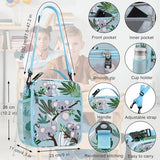 Kleine geïsoleerde lunchtas voor kinderen, meisjes en jongens, grote draagbare lunchtas voor picknick, scholen, lichte koeltas met flessenhouder, lekvrij, tasriem, groene koala's