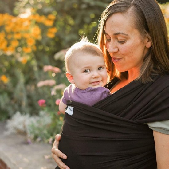 Draagdoek voor pasgeborenen - draagdoek voor baby's en peuters - gemakkelijk te knopen - draagzak voor pasgeborenen van katoen vanaf de geboorte tot 16 kg (zwart/zwart)