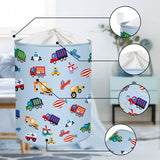 45 liter, blauwe wasmand voor baby's, jongens, speelgoed, opbergmand met deksel, opvouwbare opbergmand voor kinderkamer, 36 x 45 cm