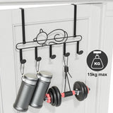 Door Hook for Hanging, Door Hook Rail Set of 2 Each with 5 Hooks Coat Hooks Jacket Holder Door Wall Coat Rack Black Interior Door Hanger for Bathroom, Wall, Kitchen