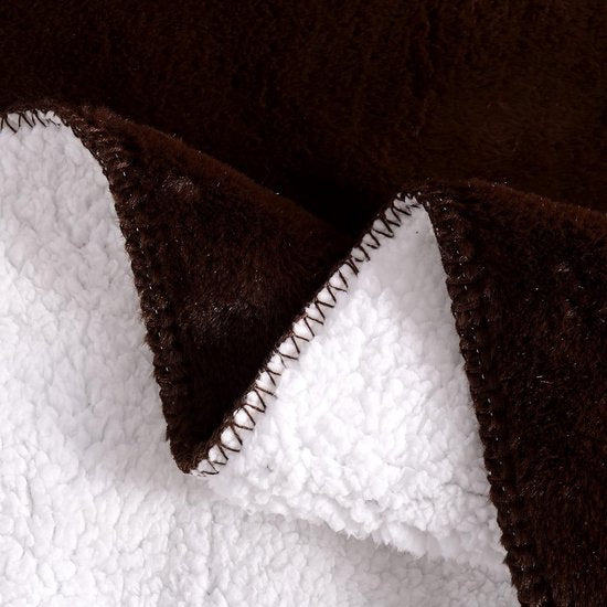 Luxe fleece deken, 600 g/m², ultra zacht en warm knipperend, lichte pluche deken voor slaapbank, herfst, winter en lente, 150 x 200 cm, bruin