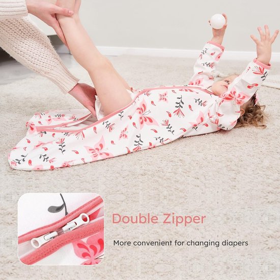 Set van 2 babyslaapzak voor de zomer, 100% katoen, 0,5 TOG, zomerslaapzak met mouwen, draagbare deken, babyslaapzak, zachte slaapromper, 84 cm, voor pasgeborenen en peuters, 12-18 maanden