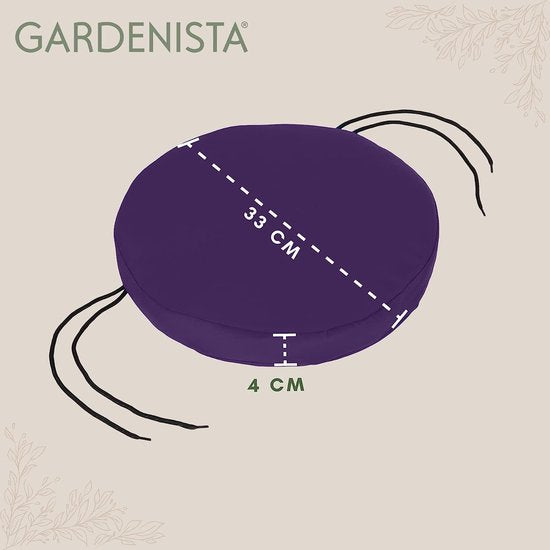 Tuinronde bistrostoel-zitkussen, bekleding voor tuininrichting buitenshuis, veilige banden om weg te glijden, waterafstotend, comfortabel, robuust, 33 cm, paars