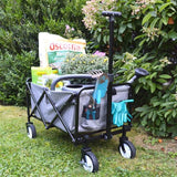 Opvouwbare bolderkar, vouwwagen, outdoor, handwagen, transportwagen met parkeerrem, 75 x 47 x 87 cm