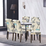 Stoelhoezen, set van 6 stuks, stretch moderne stoelhoezen voor eetkamerstoelen, stoelhoezen voor schommelstoelen, universeel, wasbaar, afneembare stoelhoes voor eetkamer, hotel, banket, keuken, beige bladeren