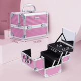 make-up etui, met spiegel, make-up etui, aluminium, beauty case, nagel etui, afsluitbare make-up organizer, etui, lichtroze, lichtroze, make-up etui