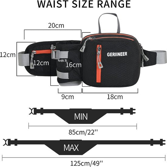 Waterdichte mutsen, mutsen met flessenhouder, voor dames in heren, verhaal voor prikkels, sport, hardlopen en alle buitenactiviteiten, luiken voor dames in heren, zwart, 29cm*18cm*3.5cm