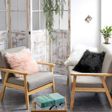 Schapenvacht Kussen - Imitatiebont Lamsvacht, Schapenvel Imitatievacht - Kunstbont Slaapkamer Woonkamer - Wasbaar Bont, Decoratiebont - Zwart - 43 x 43 cm Kussen