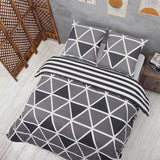 beddengoed 200x200 3-delig grijs - Oeko-TEX 80% katoen & 20% polyester, 1x dekbedovertrek met ritssluiting + 2x kussensloop 65x65 met envelopsluiting, streepmodel