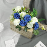 Artificial flowers, roses, 25 pieces of fake roses with stems, do-it-yourself, wedding, bouquets, bride, home decoration, ivory & blue.