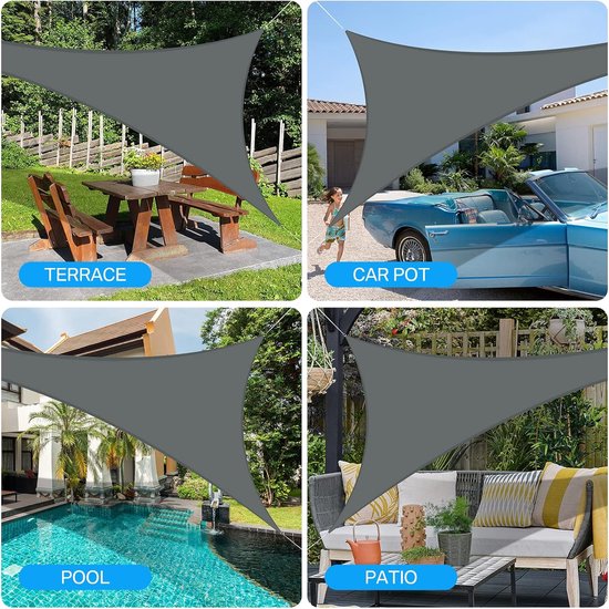 Triangular Sun Sail, Waterproof, Sun Protection, Includes Mounting Ropes, PES (Polyester), with UV Protection, for Garden, Patio, Camping, 2 x 2 x 2 m, Blue