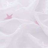 Voile gordijnen linnenlook gordijn met ogen decosjaal met borduurwerk ster, 183 x 140 cm (hoogte x breedte), roze, set van 2