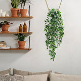 1 stuk kunsthangplanten, mandalabladeren met potten, 50 cm lang, onderhoudsvrije kunstplanten, wijnstok voor tuin, binnen en buiten