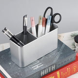 Pennenhouder bureau zilver metaal, bureau-organizer aluminium, cosmetica-penseelhouder, pennenkoker voor kantoor, kinderen, rechthoekig