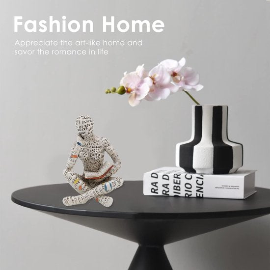 Figuur decoratie voor plank, 11 x 8 x 8 cm, kleine lezende vrouwen, gevormd sculptuur, gepersonaliseerd, handbeschilderd, lezen, schurk, desktop, boeken, rek, handwerk, standbeeld