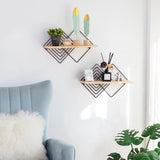Wandplank Zwart metalen wandplank Set van 2 moderne wandplanken Wanddecoratie Slaapkamer Houten zwevende plank