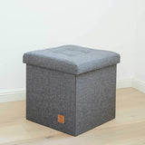 Premium kruk met opbergruimte - kruk van hoogwaardige stof - comfortabel en extra stabiel - grijs - 38 x 38 x 38 cm