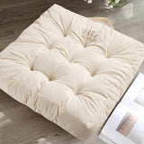 Zitkussen met banden, 55 x 55 cm, stoelkussen voor stoelen en vloeren, zacht zitkussen voor thuis, kantoor, banken en alle stoelen, beige (1 stuks)