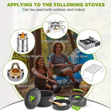 Camping kookgerei, 14-delig, aluminium campingservies, campingservies, outdoor, koken, opvouwbare kookpannenset, 1,1 l, theeketel, campingpot, outdoor, bestek, 2-3 personen